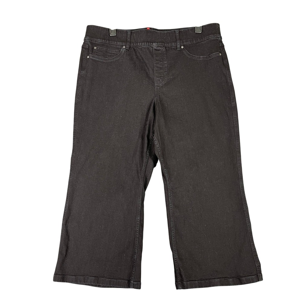 Spanx Cropped Wide Leg Jeans Black‎ Denim Pull On Size 3X Womens